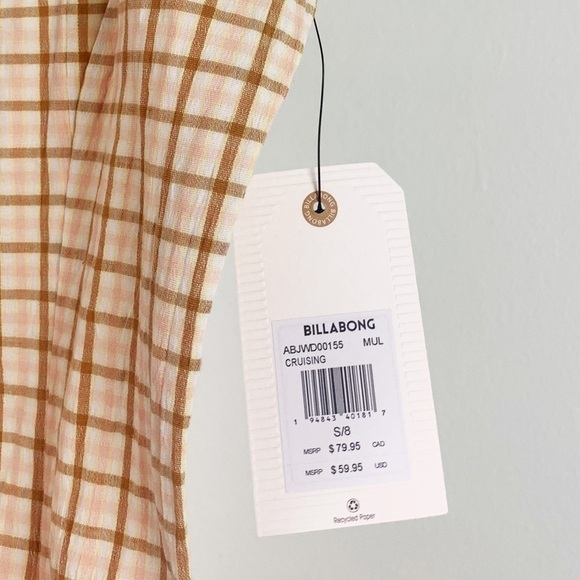 NWT Billabong Cruising Plaid Slit Mini Bodycon Dress - Picture 7 of 9